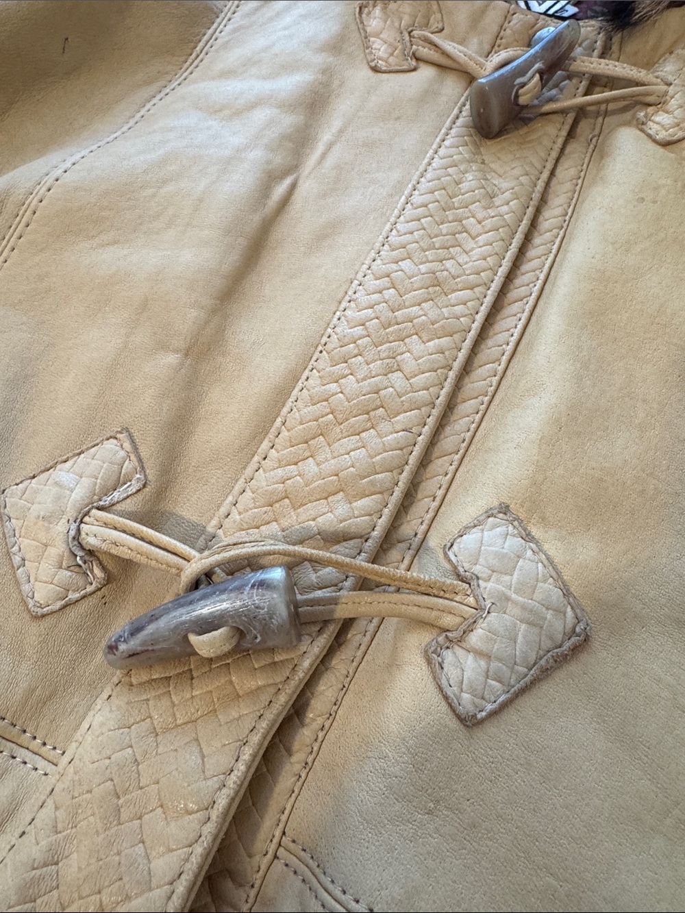 Vintage J. Percy for Marvin Richards Tan Leather Fox fur Hood S - Picture 4 of 10